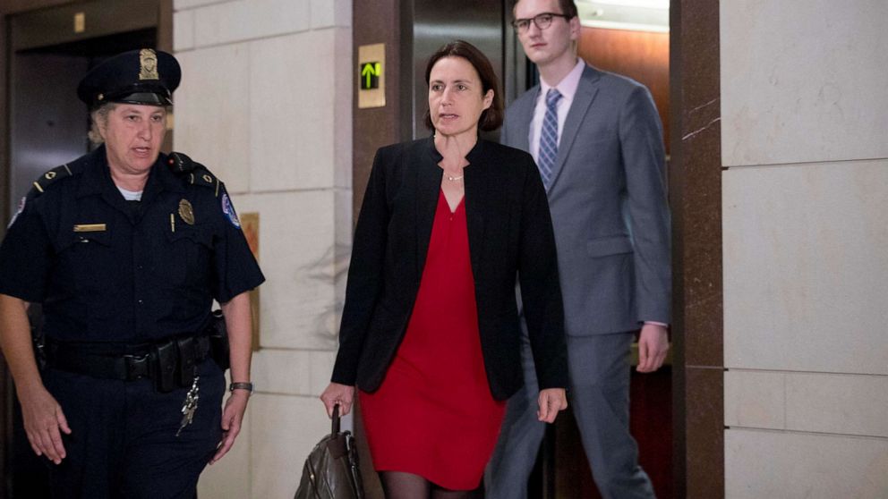 PHOTO: Former White House advisor on Russia, Fiona Hill, arrives on Capitol Hill, Oct. 14, 2019, as she is scheduled to testify before congressional lawmakers as part of the House impeachment inquiry into President Donald Trump.  