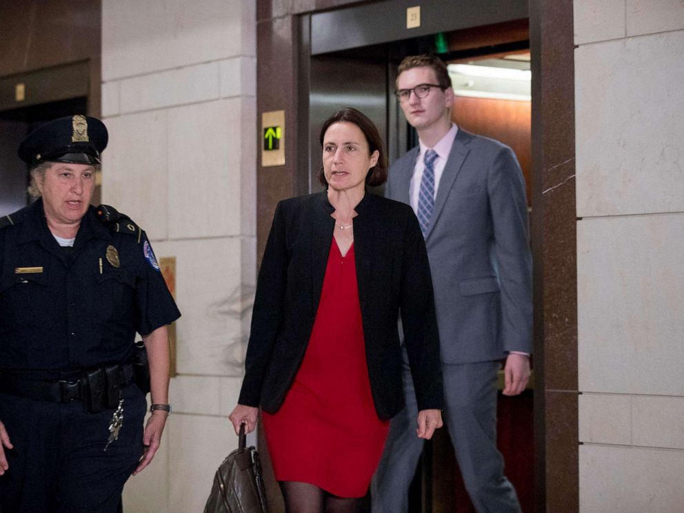 PHOTO: Former White House advisor on Russia, Fiona Hill, arrives on Capitol Hill, Oct. 14, 2019, as she is scheduled to testify before congressional lawmakers as part of the House impeachment inquiry into President Donald Trump.
