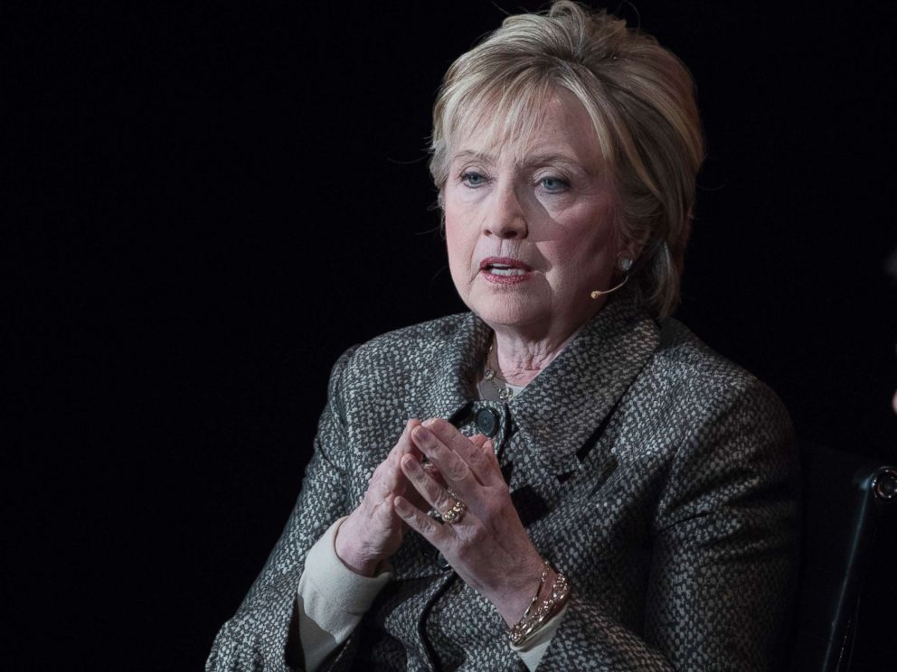 ABC PHOTO: Former Secretary of State Hillary Clinton speaks in New York, April 6, 2017.