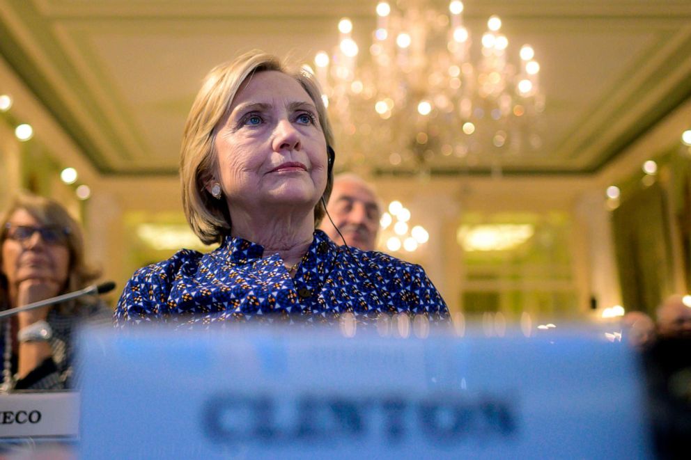 PHOTO: Former Secretary of State Hillary Clinton attends the annual "European House Ambrosetti" forum on economy, Sept. 6, 2019, at Villa D'Este in Cernobbio, Italy.