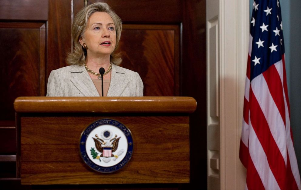 PHOTO: In this Sept. 4, 2010, file photo, Secretary of State Hillary Clinton speaks at the State Department in Washington, DC.