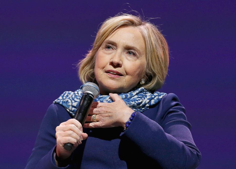 PHOTO: Hillary Clinton speaks during An Evening With Hillary Rodham Clinton at ICC Sydney, May 11, 2018, in Sydney.