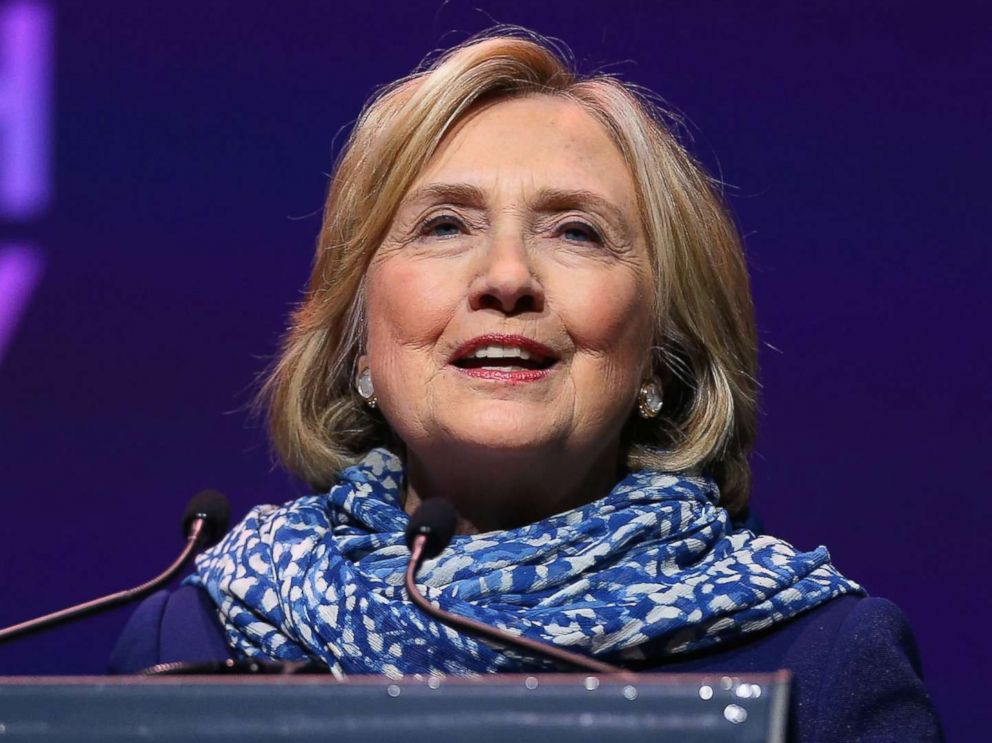 PHOTO: Hillary Clinton speaks during An Evening With Hillary Rodham Clinton at ICC Sydney, May 11, 2018, in Sydney.