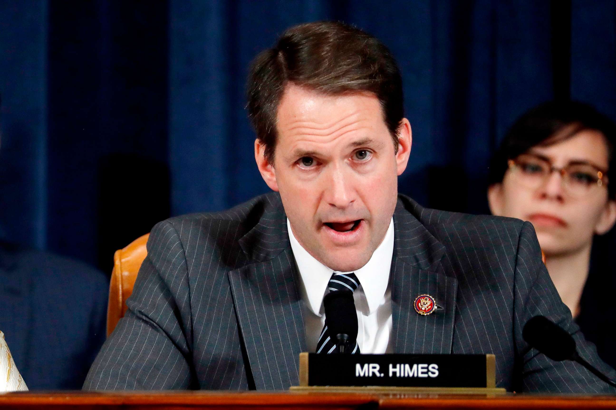 PHOTO: Rep. Jim Himes questions Jennifer Williams and  Alexander Vindman as they testify before the House Intelligence Committee on Capitol Hill in Washington,D.C. on Nov. 19, 2019.