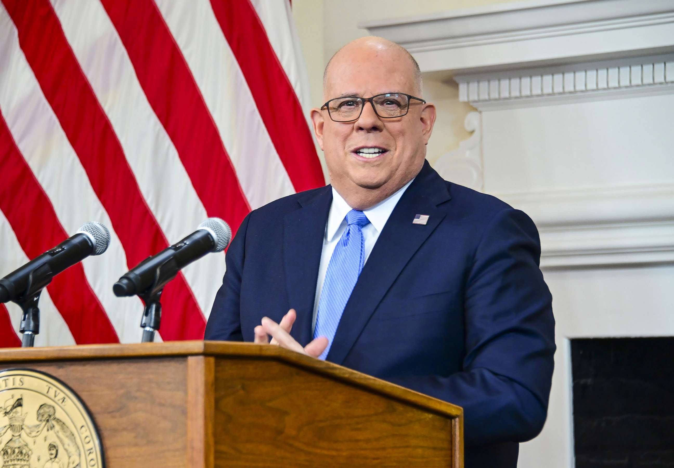 PHOTO: Maryland Gov. Larry Hogan at a news conference, Feb. 8, 2022. 