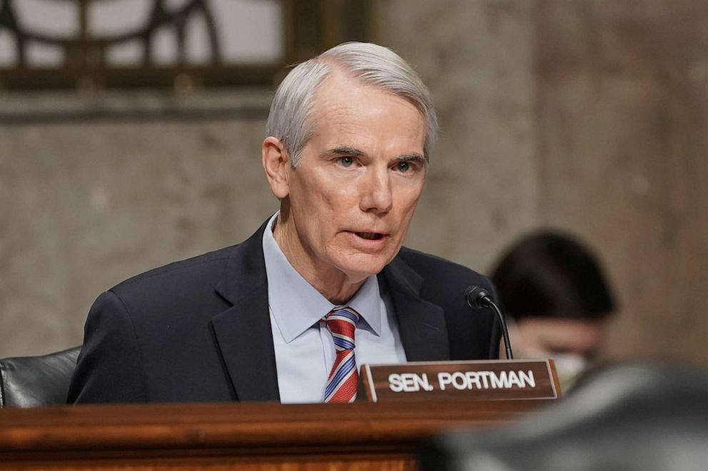 PHOTO: Sen. Rob Portman gives an opening statement during the Senate Homeland Security and Governmental Affairs/Rules and Administration hearing to examine the Jan. 6, 2021, attack on the U.S. Capitol on Capitol Hill in Washington, March 3, 2021.