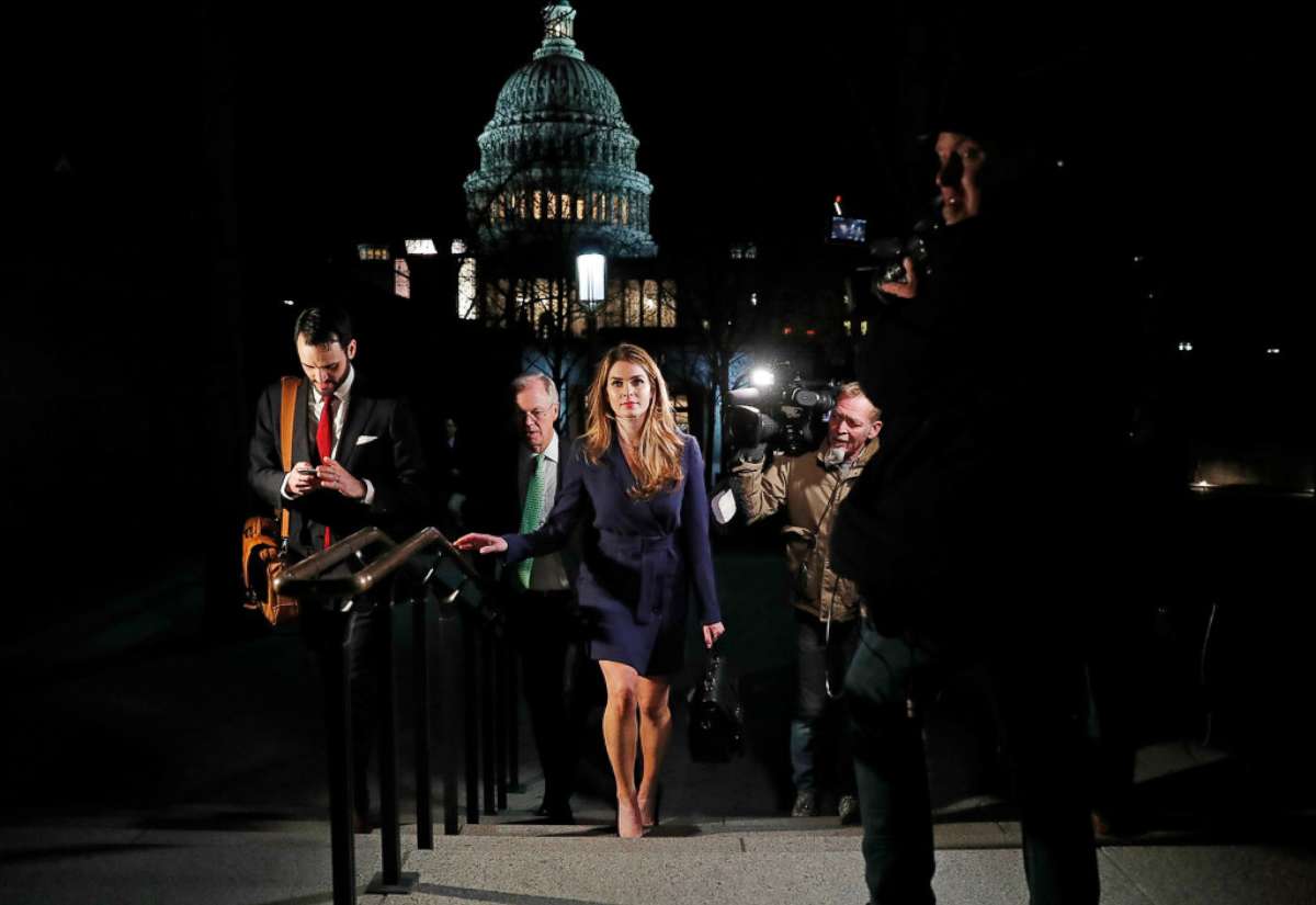 PHOTO: White House Communications Director Hope Hicks leaves the Capitol after attending the House Intelligence Committee closed door meeting in Washington, Feb. 27, 2018.