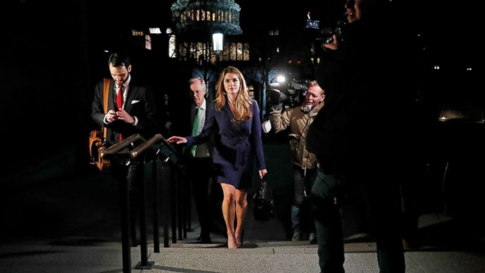 PHOTO: White House Communications Director Hope Hicks leaves the Capitol after attending the House Intelligence Committee closed door meeting in Washington, Feb. 27, 2018.