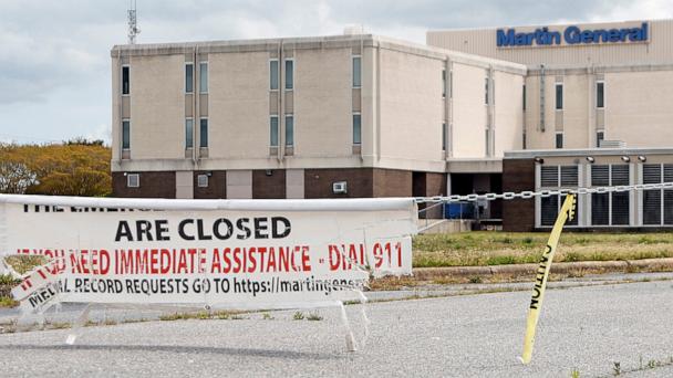 The vacant Martin County General Hospital sits abandoned behind a chain since being closed in August of 2023 in Williamston, N.C., April 10, 2024. 