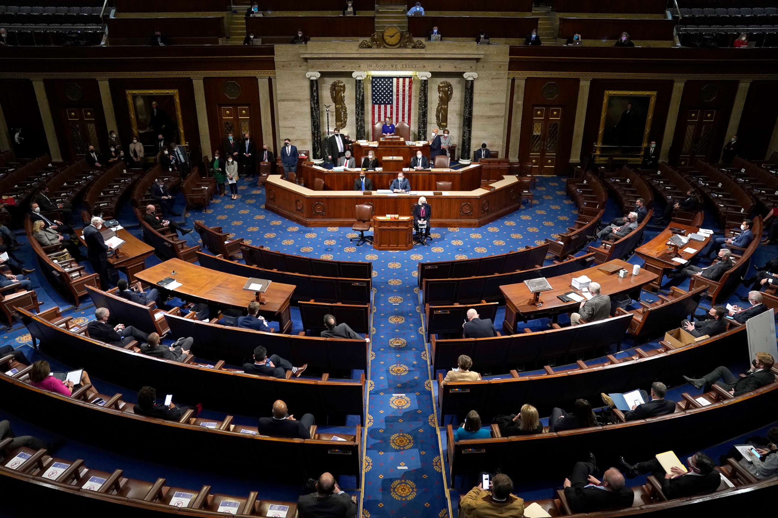 PHOTO: Speaker of the House Nancy Pelosi speaks in the House Chamber during a reconvening of a joint session of Congress, Jan. 06, 2021, in Washington, D.C.