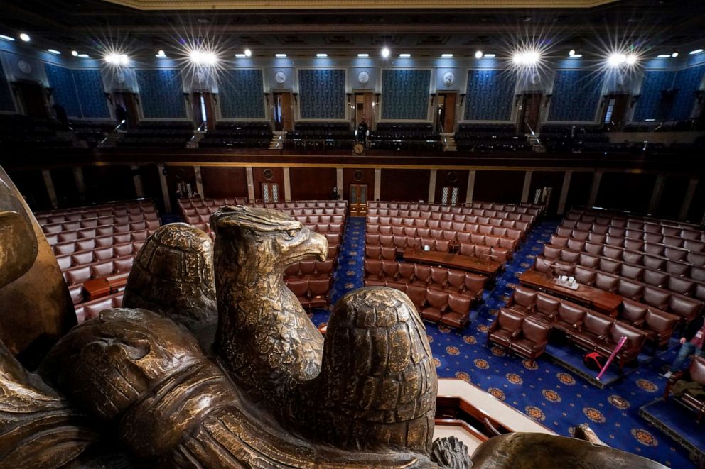PHOTO: The chamber of the House of Representatives is seen at the Capitol in Washington, D.C., Feb. 28, 2022. President Joe Biden will deliver his State of the Union speech Tuesday night to a joint session of Congress and the nation. 