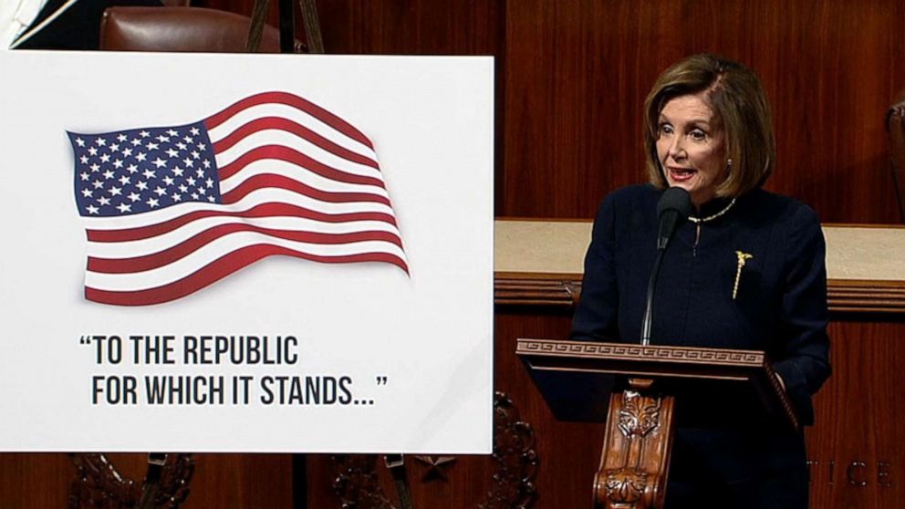 PHOTO: House Speaker Nancy Pelosi address the U.S. House floor in Washington, Dec. 18, 2019.