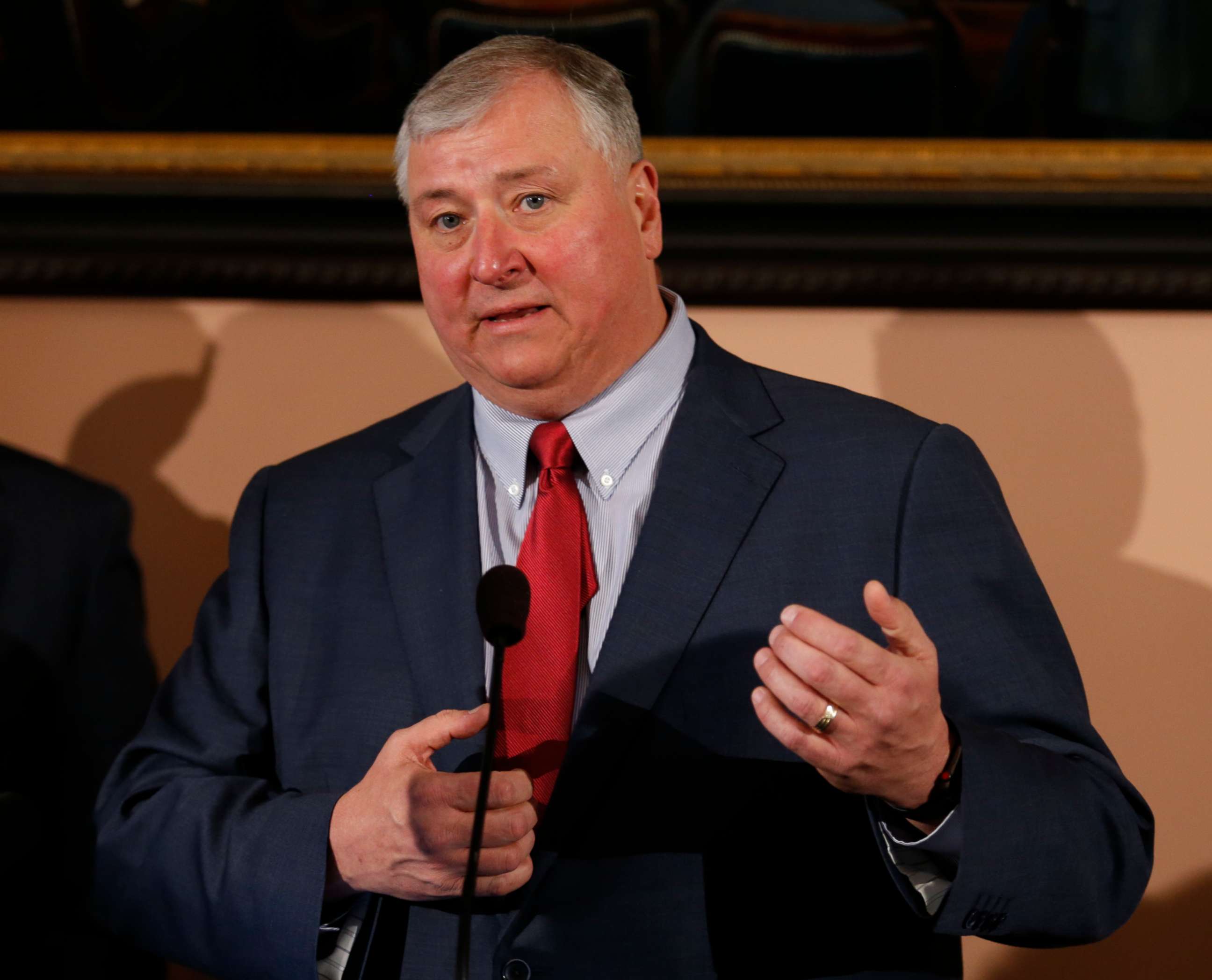 PHOTO: This March 5, 2019 file photo shows Ohio House speaker Larry Householder speaking in Columbus, Ohio.