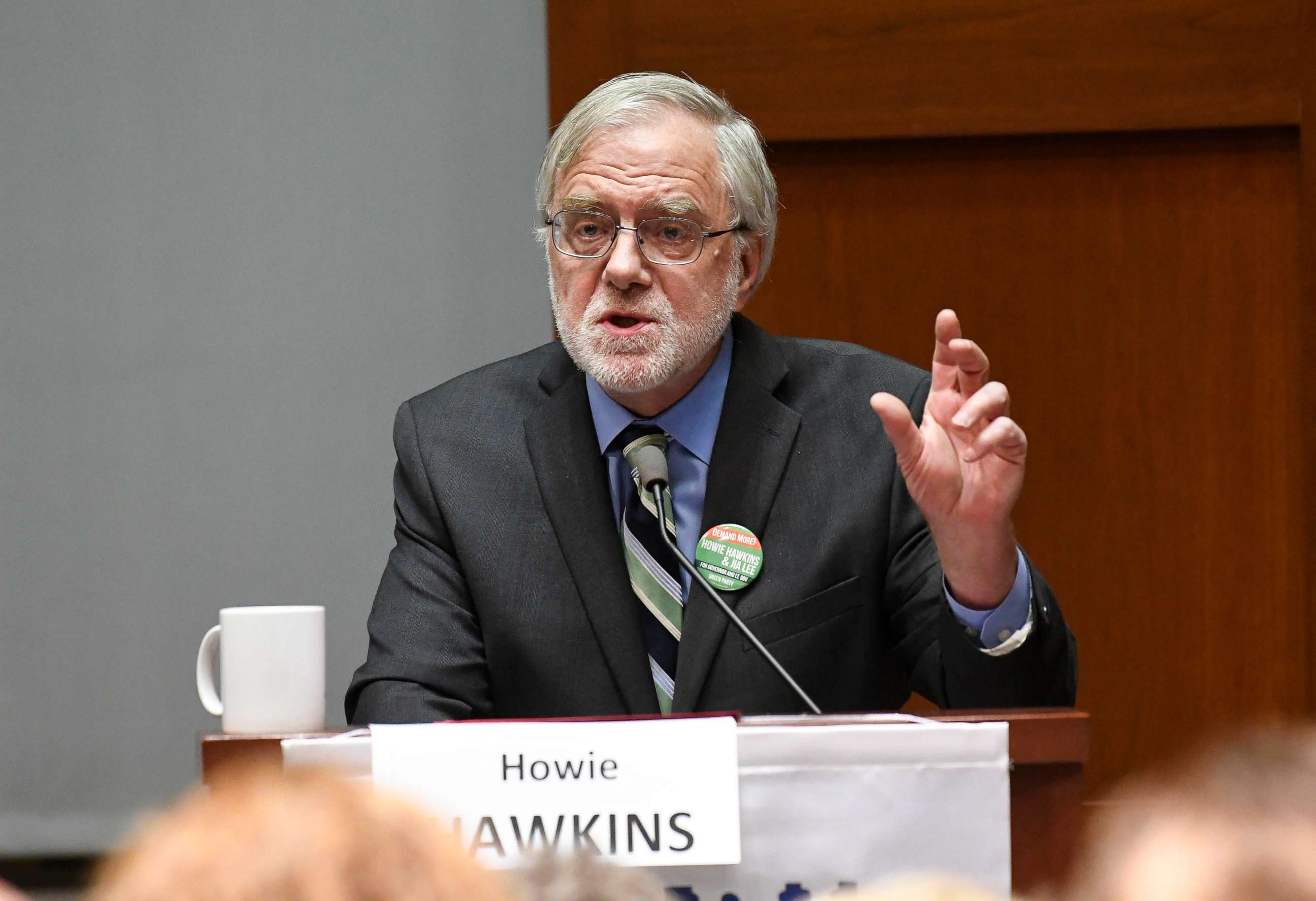 PHOTO: Green Party gubernatorial candidate, Howie Hawkins, takes part in a debate sponsored by the League of Women Voters at The College of Saint Rose in Albany, N.Y., Nov. 1, 2018.