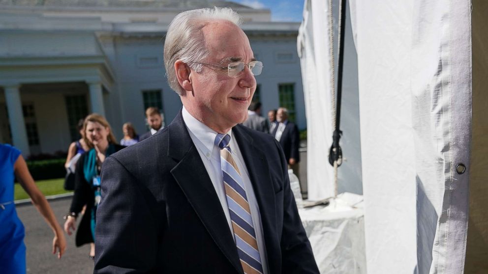 Health and Human Services Secretary Tom Price arrives for an radio interview at the White House, July 25, 2017. 