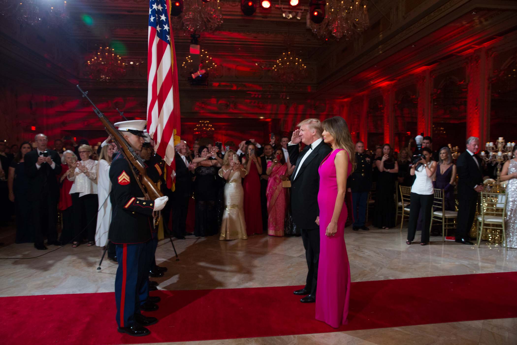 PHOTO: President Donald Trump and First Lady Melania Trump attend the 60th International Red Cross Ball at Mar-a-lago on Feb. 4, 2017.