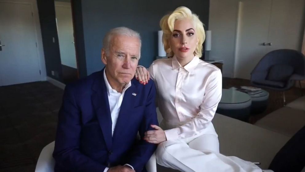 Former Vice President Joe Biden and singer Lady Gaga in an anti-sexual assault PSA.