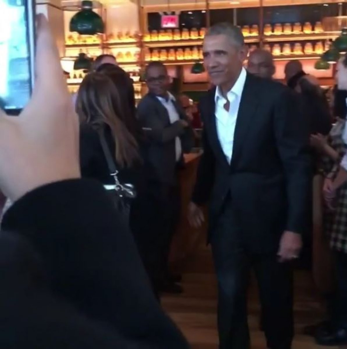 PHOTO: Former President Barack Obama at Upland restaurant in New York City on March 10, 2017.