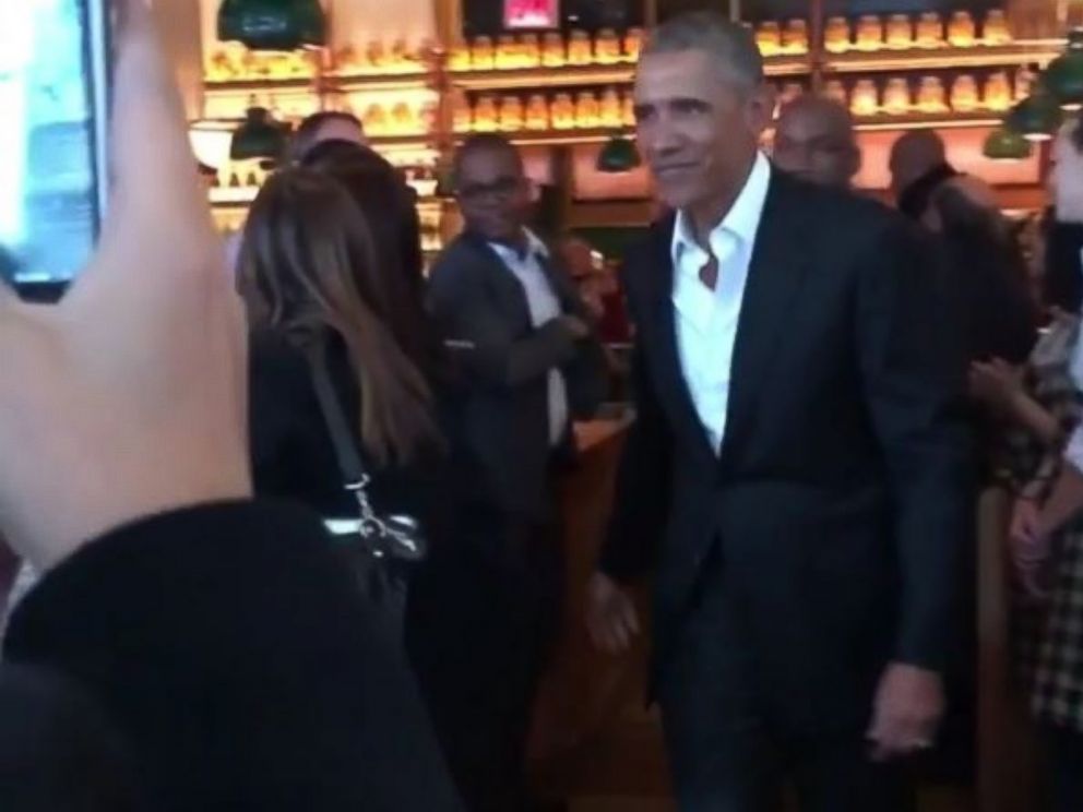 PHOTO: Former President Barack Obama at Upland restaurant in New York City on March 10, 2017.