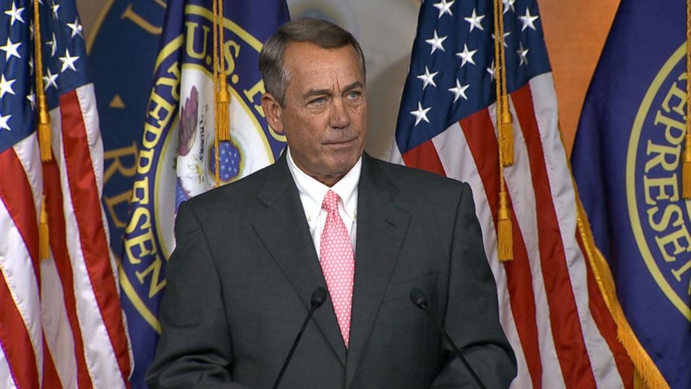 John Boehner speaks at a press conference about his resignation.