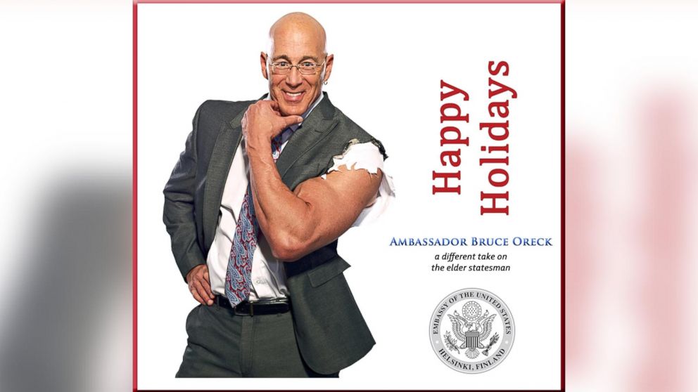 PHOTO: Ambassador Bruce Oreck shared this holiday card on Facebook on Dec. 18, 2012 with the caption, "Nothing says happy holidays like an 60 year old guy in a torn suit..."