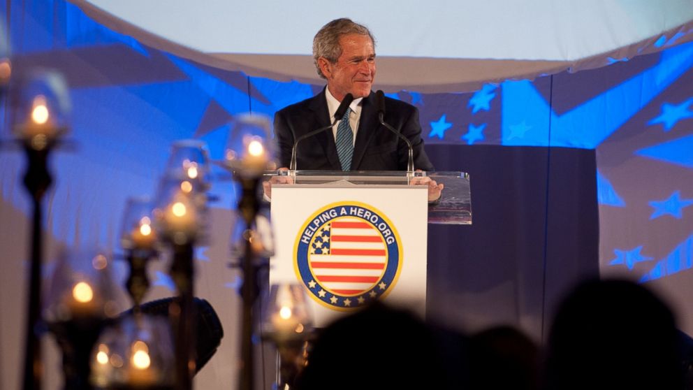 PHOTO: Former President George W. Bush speaks at an event for the Helping a Hero charity in 2012.