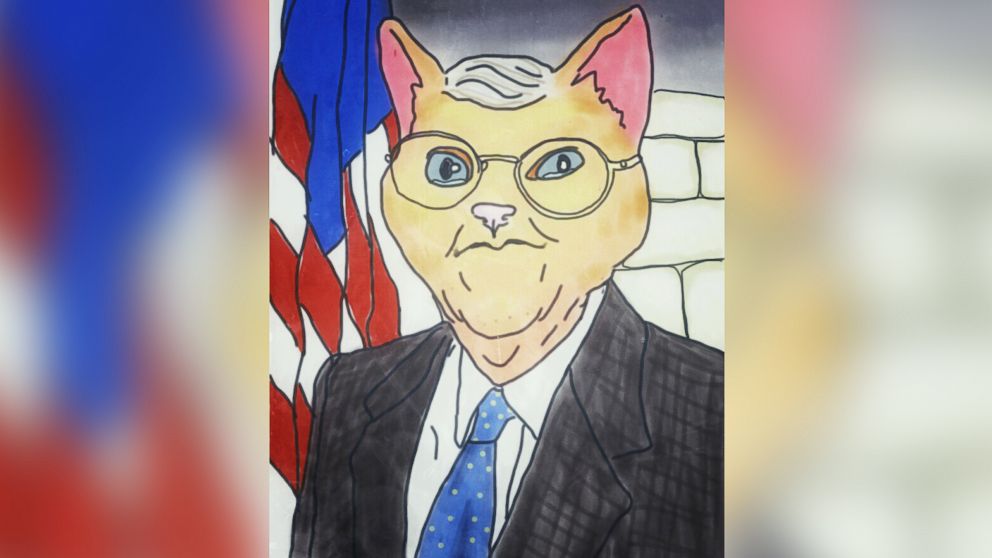 Senate Majority Leader Mitch McConnell of Kentucky is imagined as a cat.