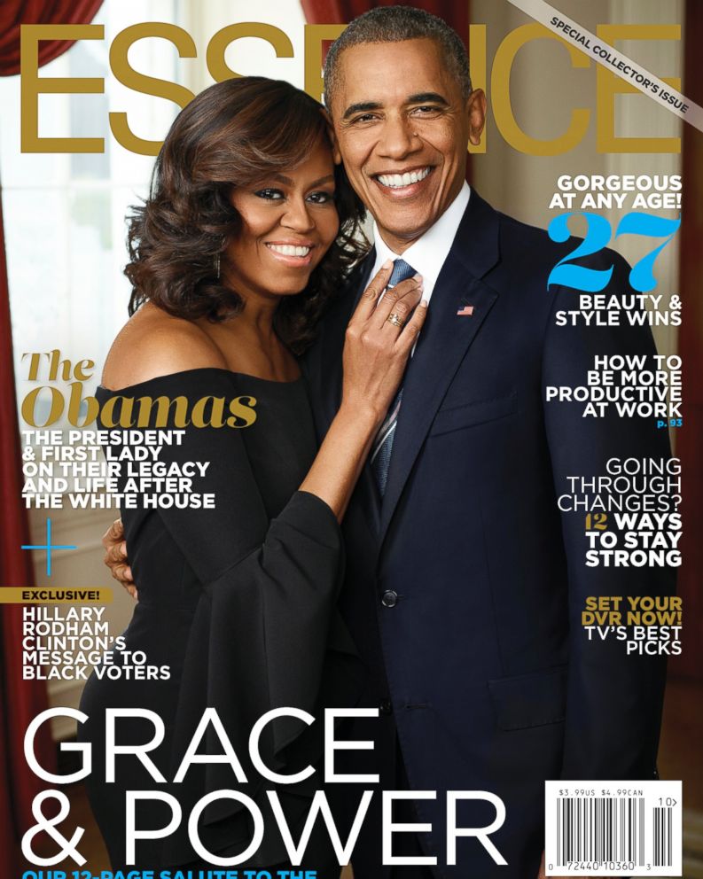 PHOTO: President Barack Obama and First Lady Michelle Obama on the October 2016 issue of Essence magazine.