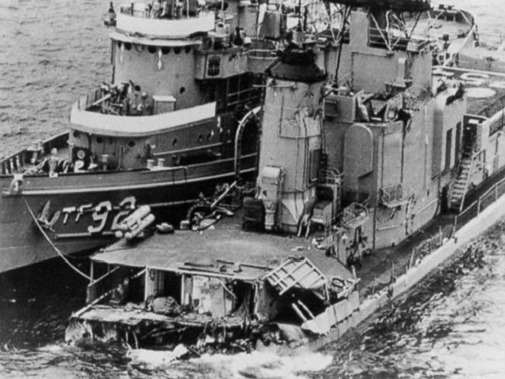 PHOTO: The remaining portion of the USS Frank E. Evans after its collision with an Australian Aircraft carrier in June 1969.