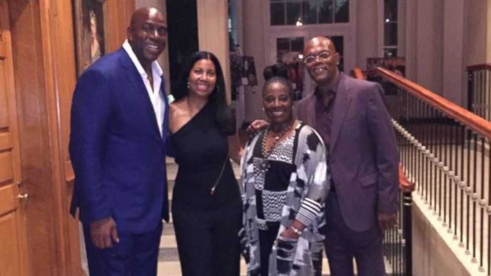 Magic Johnson's wife, Cookie, posted this photo on Instagram of the couple with actor Samuel L. Jackson and LaTanya Richardson at President Obama's 55th birthday party on August 5, 2016.
