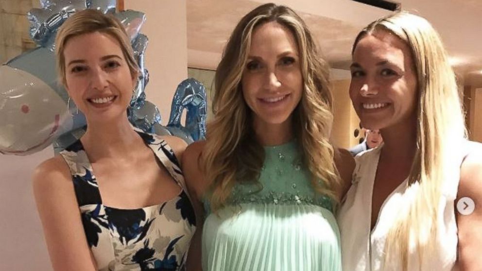 PHOTO: Expectant mother Lara Trump -- married to President Trump's son Eric -- is flanked by sister-in-laws Ivanka Trump and Vanessa Trump at her baby shower in New York City on June 10, 2017, in a photo she posted on Instagram.