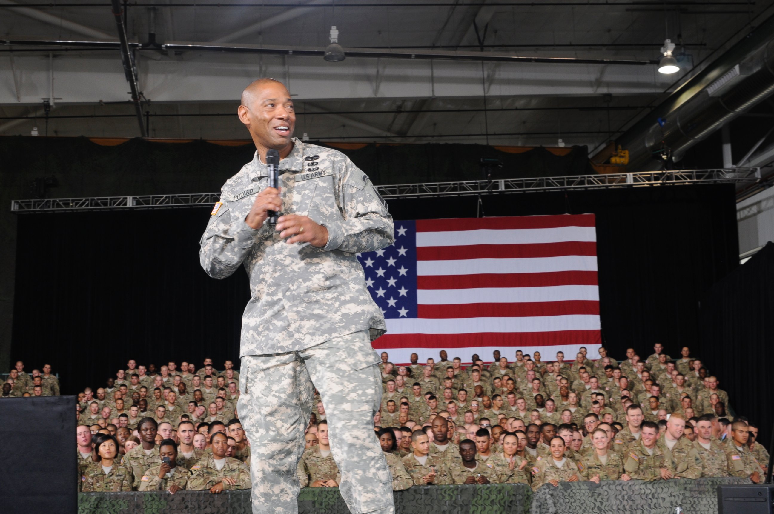 PHOTO: Army Major General Dana Pittard speaks during an event at Fort Bliss, Texas, Aug. 31, 2012.