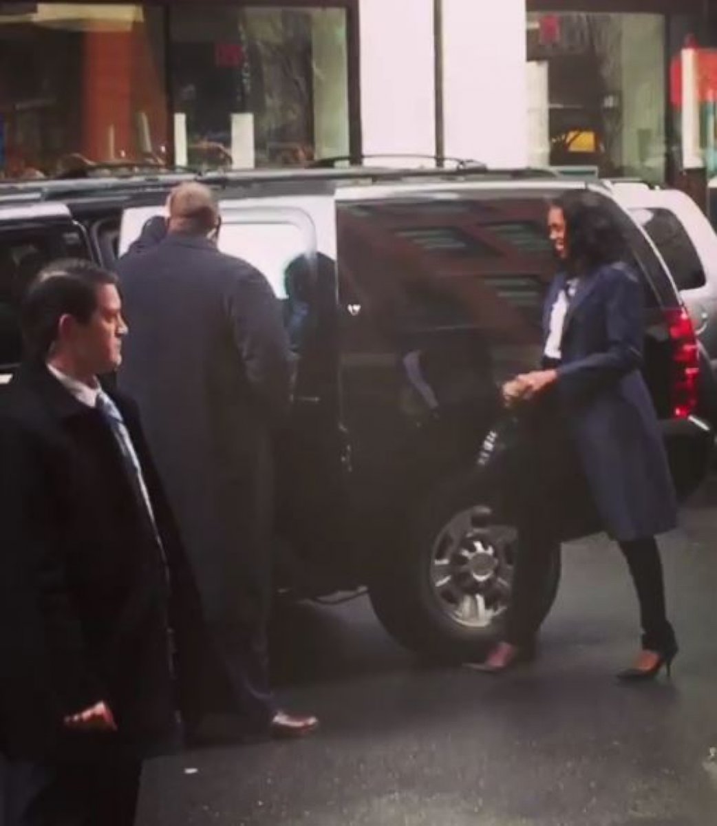 PHOTO: Former first lady Michelle Obama leaves Upland restaurant in New York City on March 10, 2017.