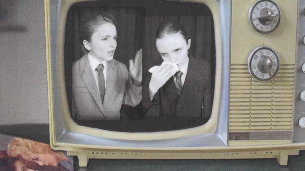 PHOTO: Matilda and Franny Jensen recreate the first televised president debate of 1960 between John F. Kennedy and Richard Nixon for the family's 2011 President's Day card.