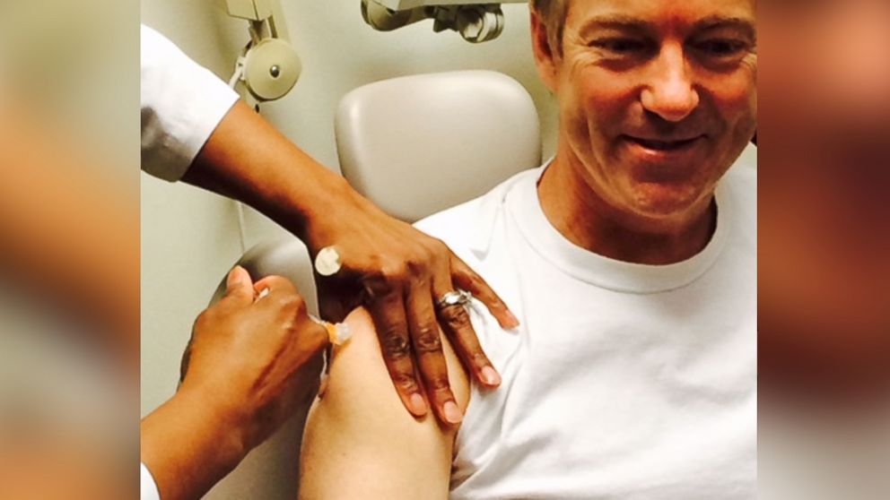 PHOTO: Sen. Rand Paul receives a shot in a photo posted to his Twitter account on Feb. 3, 2015 with the text, "Ironic: Today I am getting my booster vaccine. Wonder how the liberal media will misreport this?"