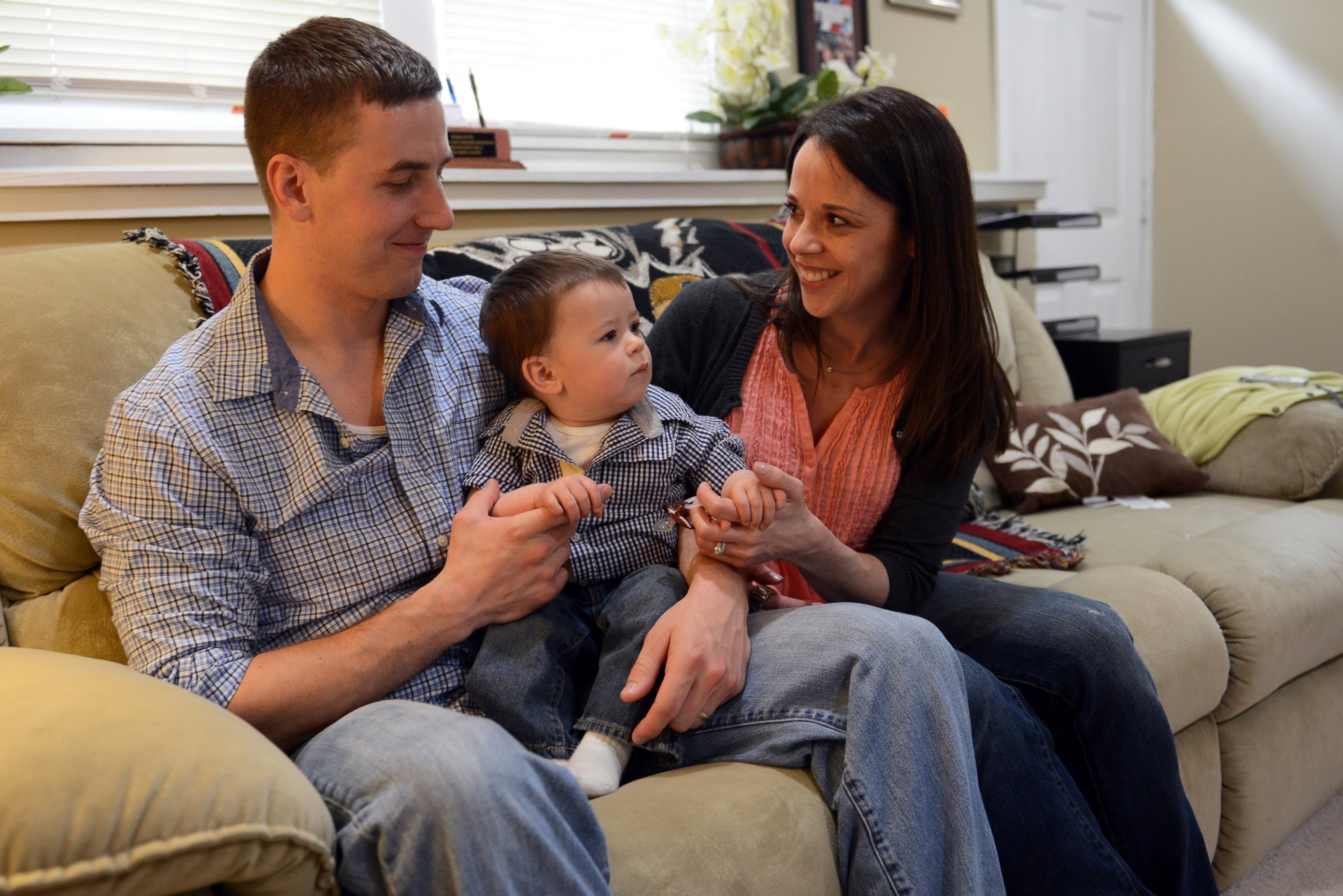 PHOTO: Pictured here in Nashua, N.H., in April 2014, are Ryan Pitts, Amy Pitts, and 1-year-old son Lucas. 
