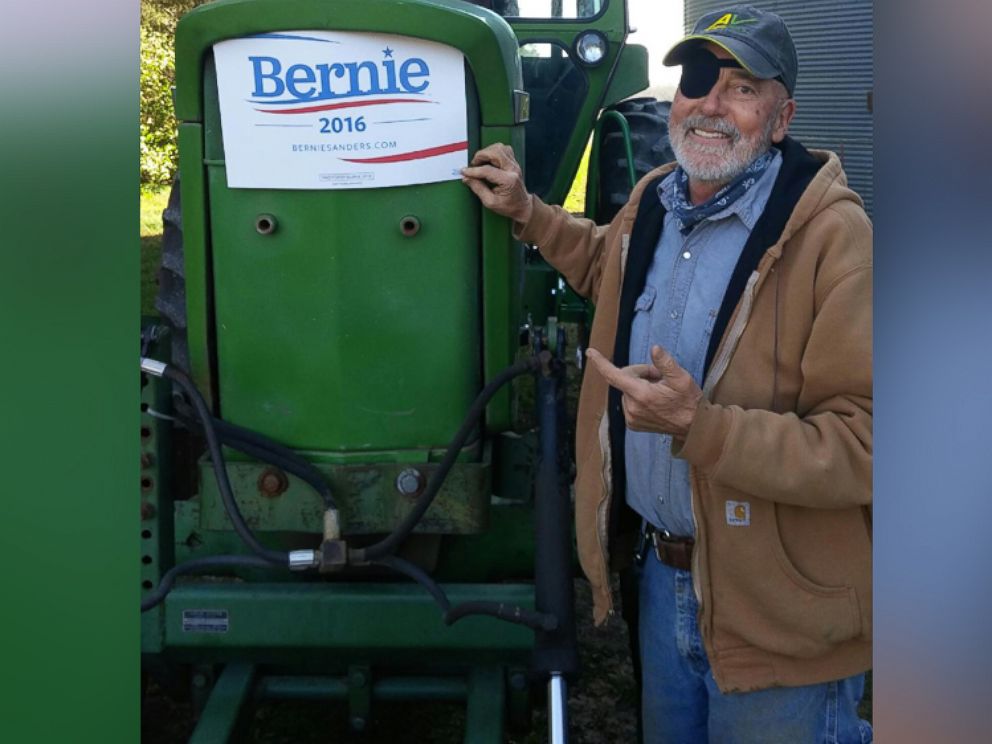 PHOTO: Mike Pattavina plowed a "Bernie" sign in his Iowa soybean field.
