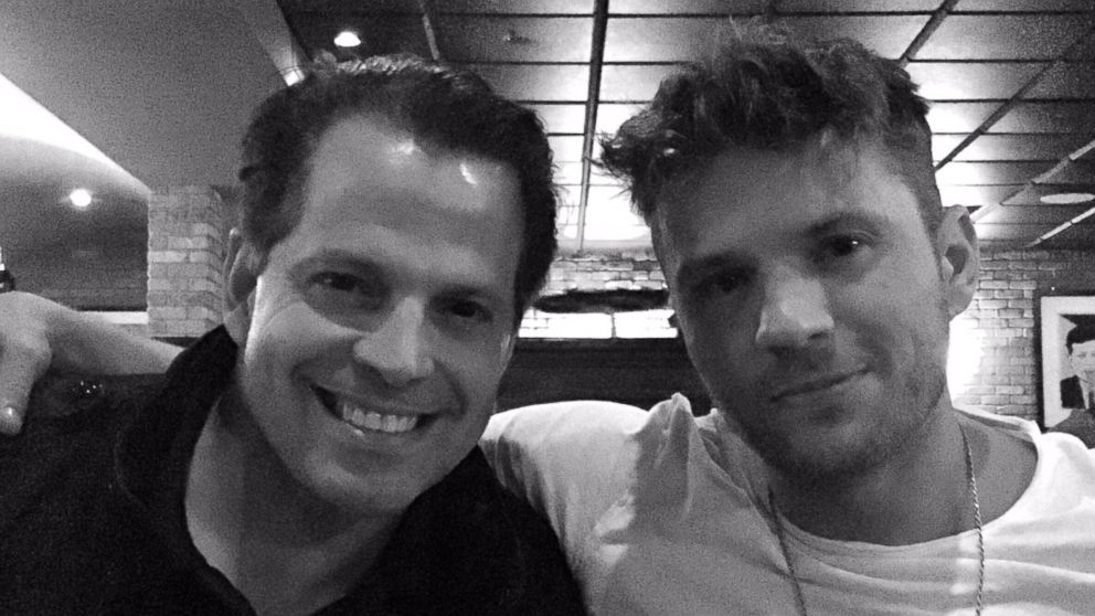 Former White House communications director Anthony Scaramucci and actor Ryan Phillippe at Craig's restaurant in West Hollywood, California, on Sept. 14, 2017.