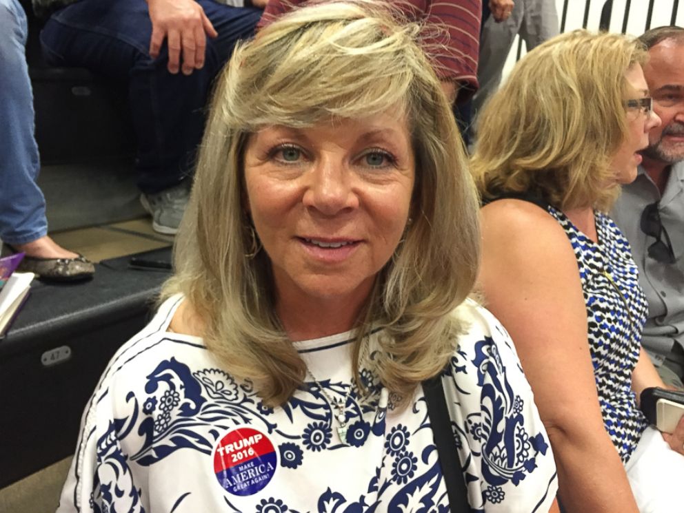 PHOTO: Susan Baker 0f Colorado Springs, Colorado, shares her opinion on Hillary Clinton, July 29, 2016.