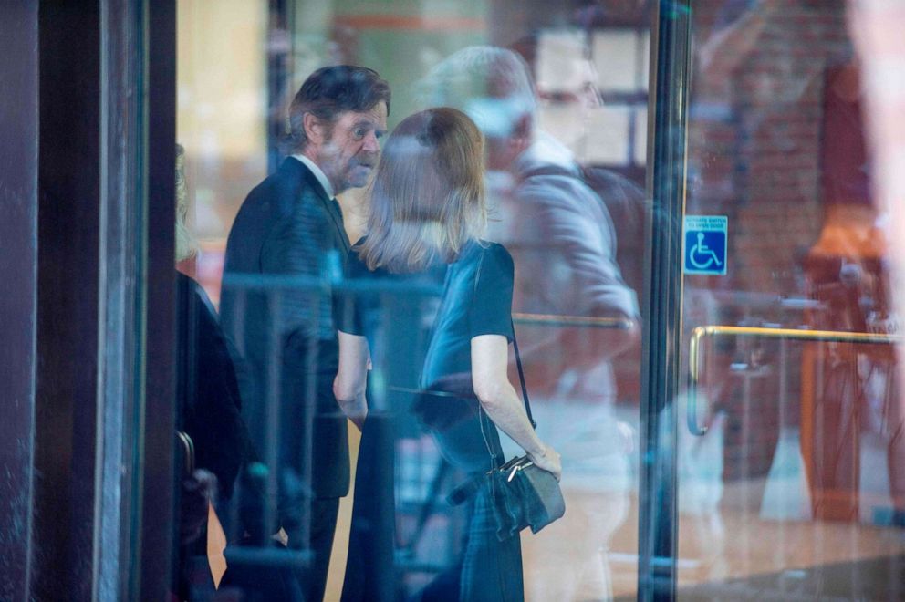 PHOTO: Actress Felicity Huffman arrives at the federal courthouse with her husband William H. Macy, before being sentenced in connection with a nationwide college admissions cheating scheme in Boston, Massachusetts, Sept. 13, 2019.