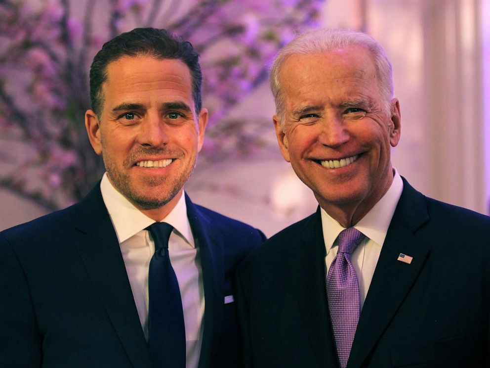 PHOTO: In this file photo, World Food Program USA Board Chairman Hunter Biden (L) and Vice President Joe Biden attend the World Food Program USAs Annual McGovern-Dole Leadership Award Ceremony on April 12, 2016 in Washington.