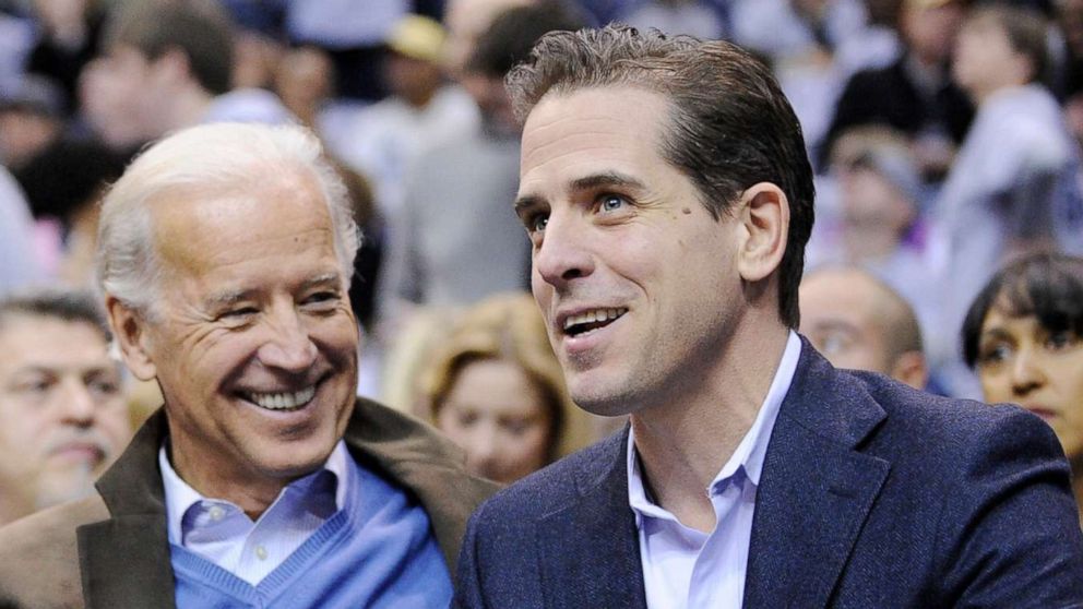 PHOTO: Joe Biden and his son Hunter Biden attend the Duke Georgetown NCAA college basketball game in Washington, Jan. 30, 2010.