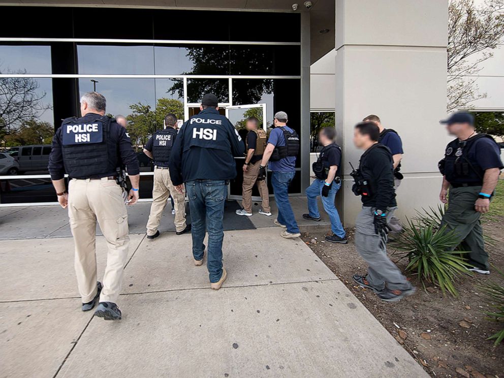 PHOTO: Special agents with U.S. Immigration and Customs Enforcement and Homeland Security Investigations executed criminal search warrants at CVE Technology Group Inc. and four of CVEs staffing companies, April 3, 2019.