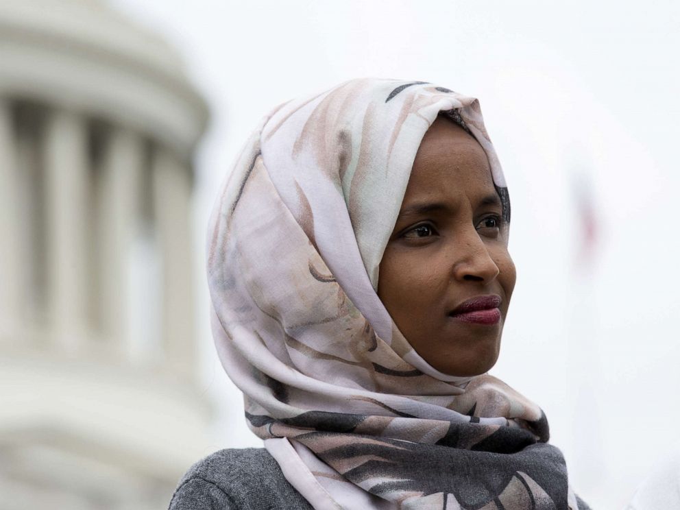 PHOTO: Rep. Ilhan Omar speaks at a press conference on the No Shame at School Act, June 19, 2019, in Washington, DC.