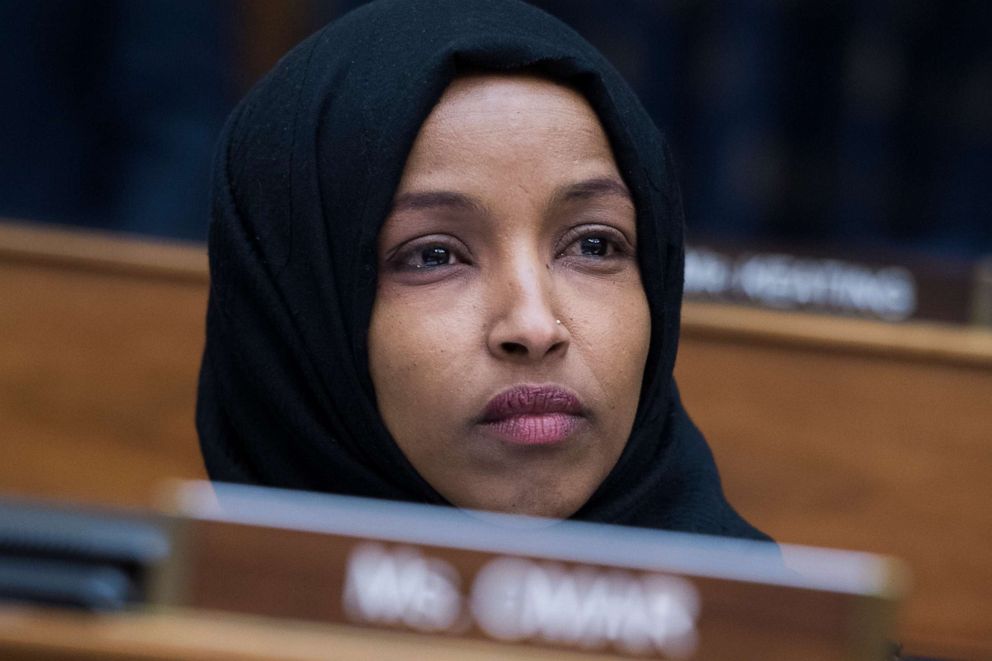 PHOTO: Rep. Ilhan Omar attends a House Foreign Affairs Committee hearing in Rayburn Building on Capitol Hill in Washington, Feb. 13, 2019.