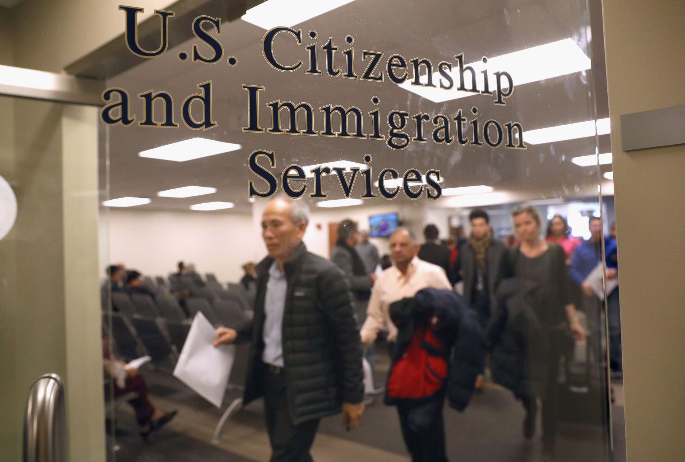 PHOTO: Immigrants prepare to become American citizens at a naturalization service on January 22, 2018 in Newark, New Jersey.
