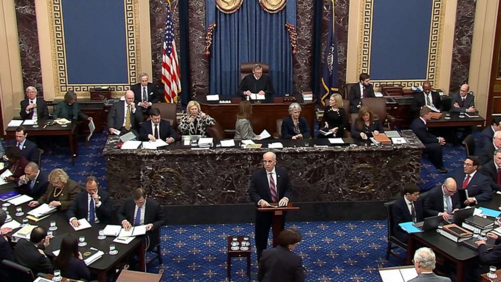 PHOTO: Day 6 of the impeachment trial against President Trump begins at the Capitol, Jan. 27, 2020.