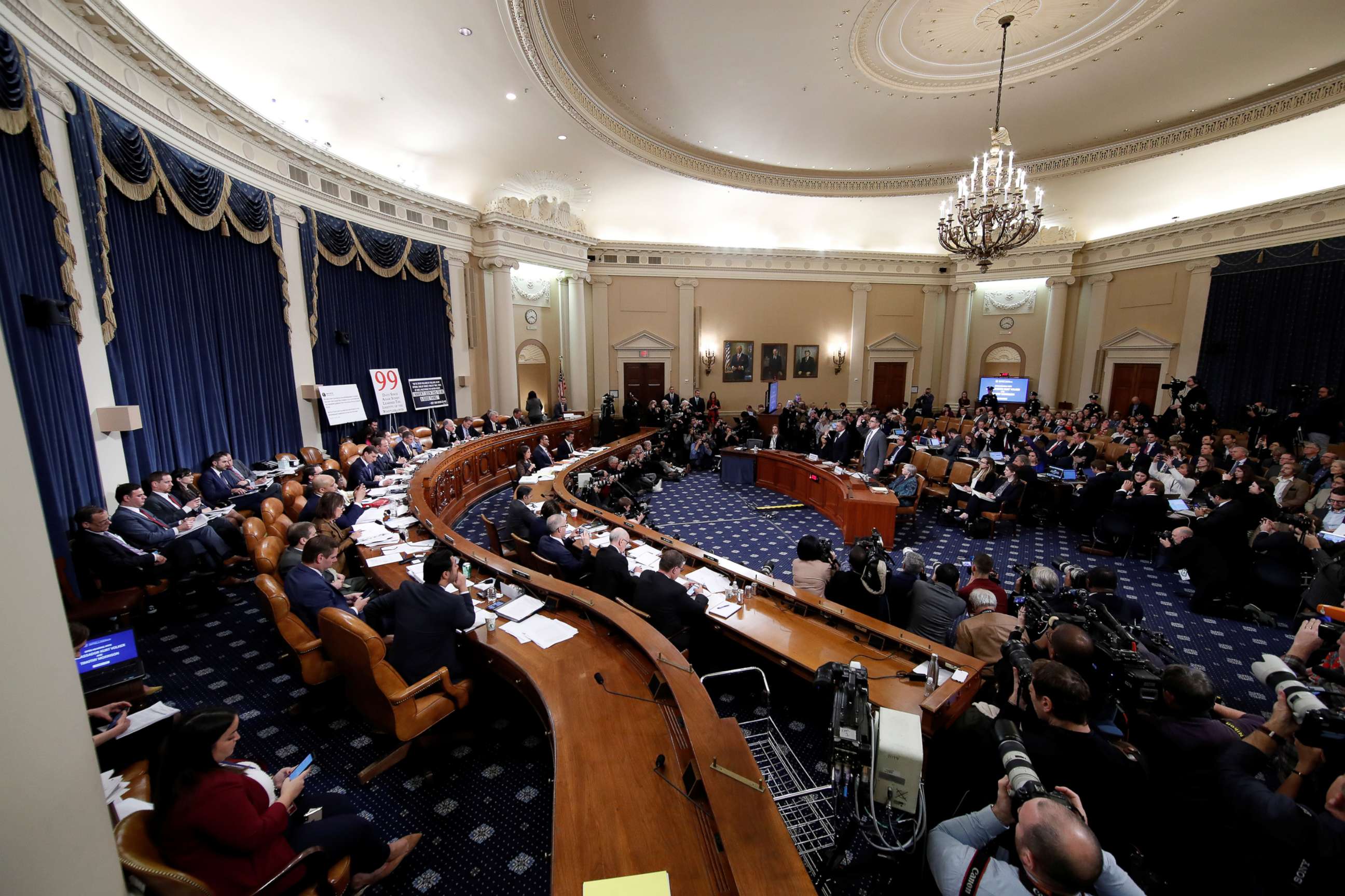 PHOTO: Ambassador Kurt Volker, former special envoy to Ukraine, and Tim Morrison, a former official at the National Security Council, Timothy Morrison are sworn in to testify during a hearing on the impeachment inquiry on Capitol Hill, Nov. 19, 2019.  