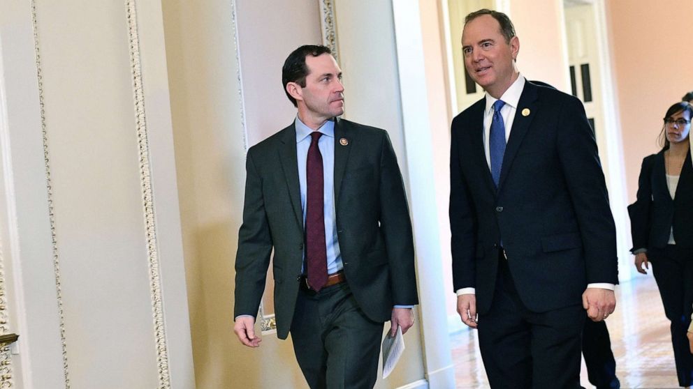 PHOTO:House impeachment manager Rep. Adam Schiff(R) D-CA arrives for closing statement during the impeachment trial of President Donald Trump on Capitol Hill, Feb. 3, 2020.