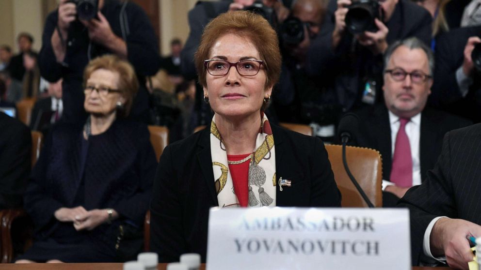 PHOTO: Former U.S. Ambassador to the Ukraine Marie Yovanovitch arrives to testify during the second public hearings as part of the impeachment inquiry into President Donald Trump, on Capitol Hill on Nov. 15, 2019 in Washington D.C.